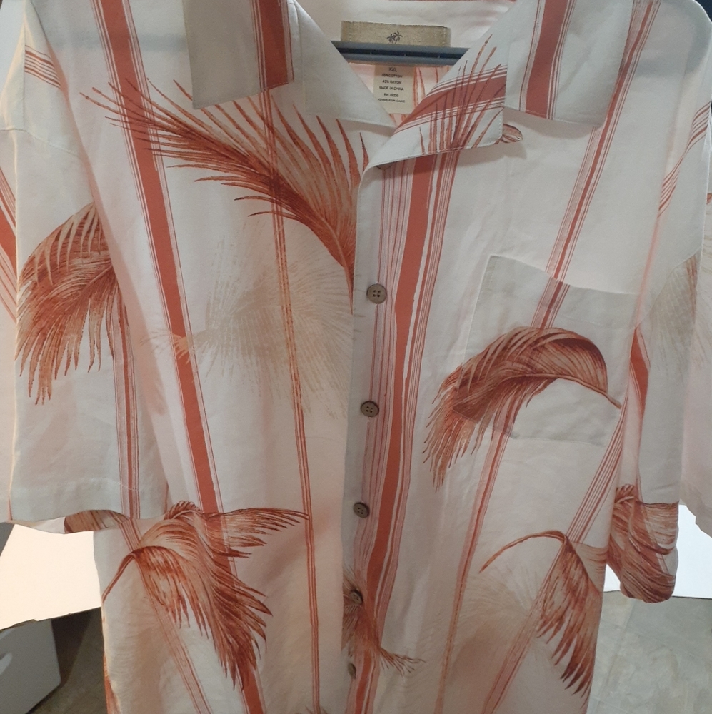 Hawaiian Shirt Paradise Shores Orange and White